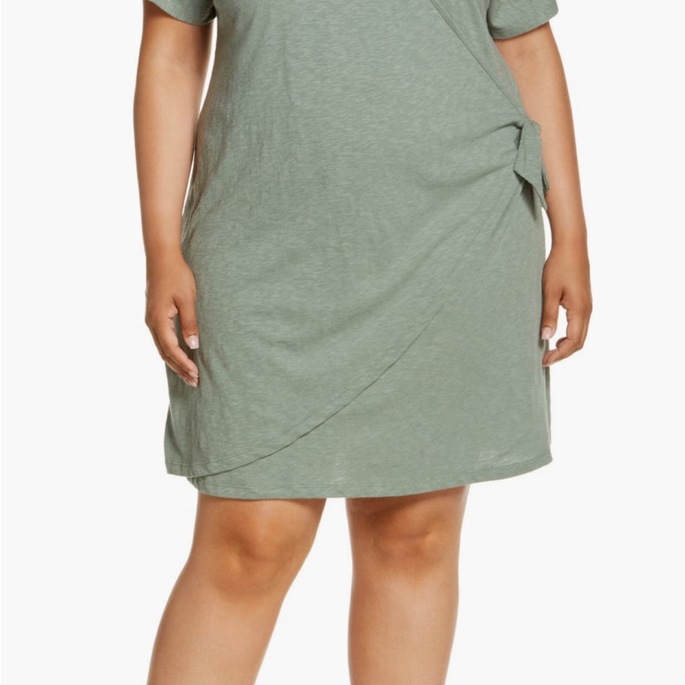 Caslon Easy Side Tie Dress Green Dune